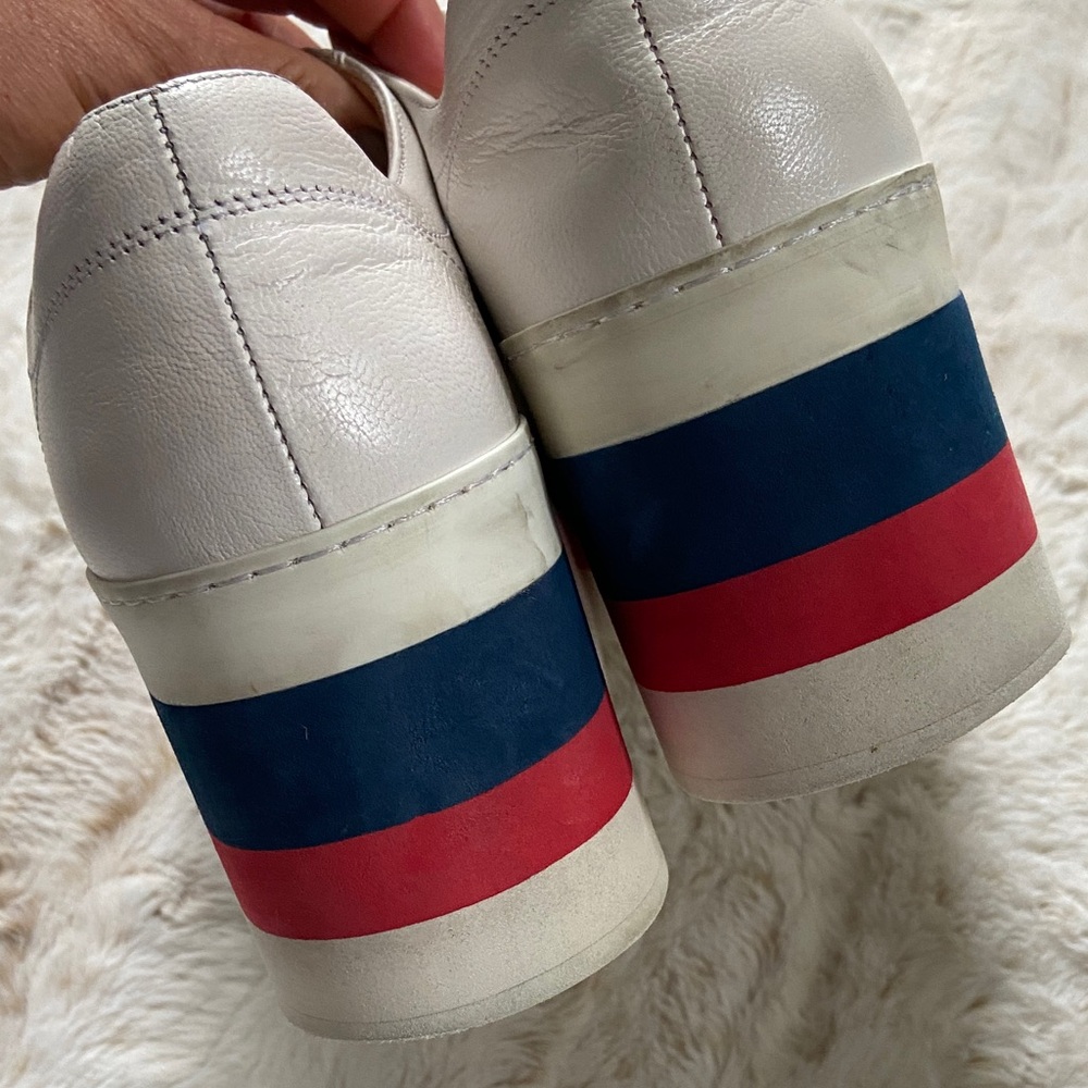 Gucci White Platform Sneakers with Red & Blue Stripe 9/9.5 US Women’s - Picture 6 of 10